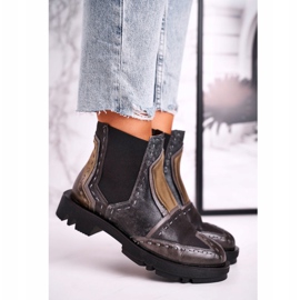 Damen Leder Jodhpur Stiefel Maciejka Grau 04634-03 beige braun 2