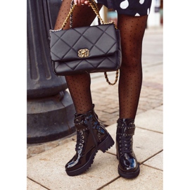 Schwarz lackierte Valeria Damen Arbeitsstiefel 1