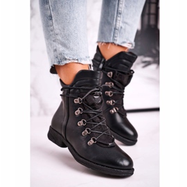 Damen Schwarz Warme Stiefel mit Cubic Zirkonia Gisele 1