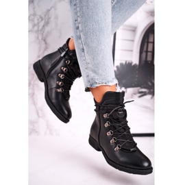 Damen Schwarz Warme Stiefel mit Cubic Zirkonia Gisele 2