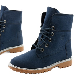 Dunkelblaue, isolierte Stiefel, Öko-Wildleder-Zelt marineblau 1