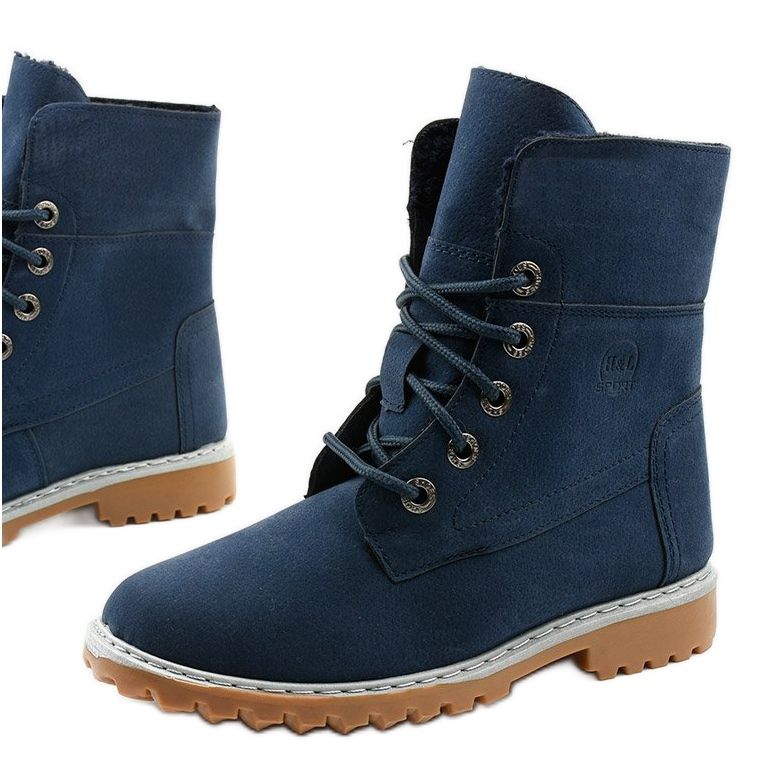 Dunkelblaue, isolierte Stiefel, Öko-Wildleder-Zelt marineblau 1