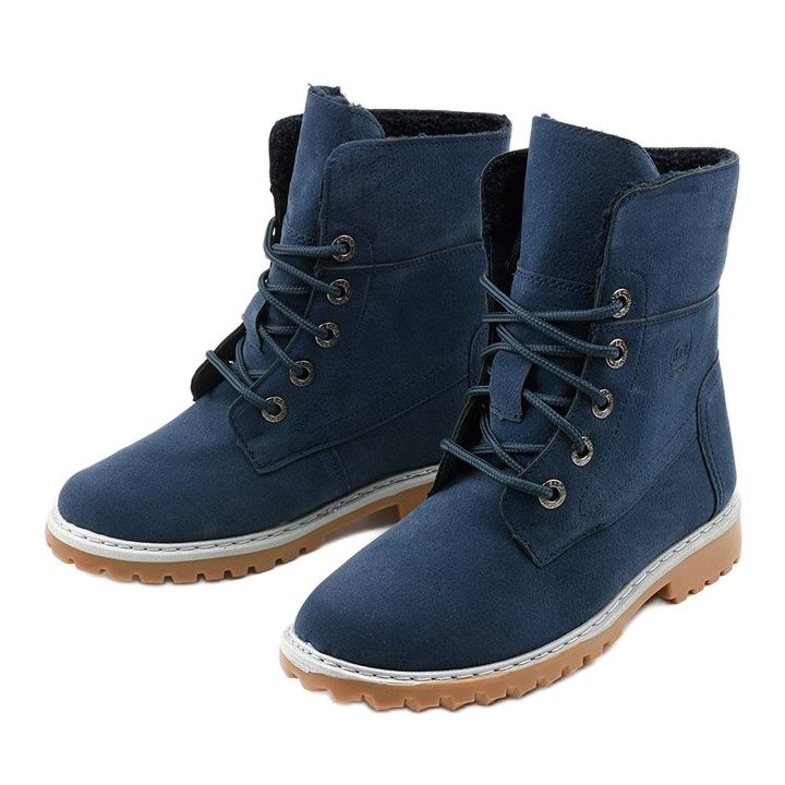 Dunkelblaue, isolierte Stiefel, Öko-Wildleder-Zelt marineblau 2