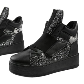 Schwarze isolierte Stiefel von Hentevar silber- 1