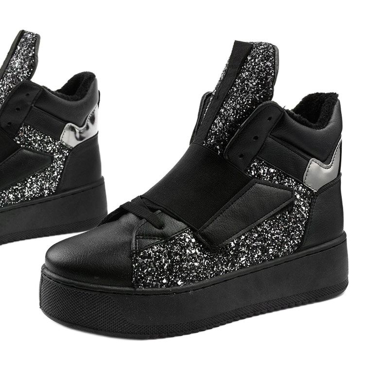 Schwarze isolierte Stiefel von Hentevar silber- 1