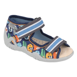 Befado gelbe Kinderschuhe 350P013 marineblau blau orange grau 1