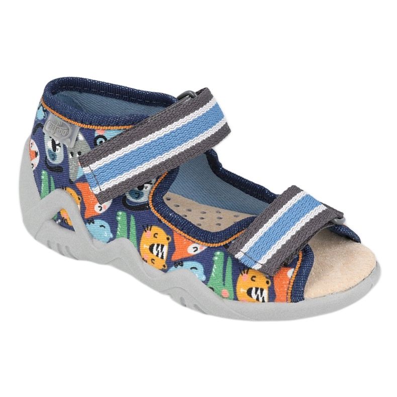 Befado gelbe Kinderschuhe 350P013 marineblau blau orange grau 1