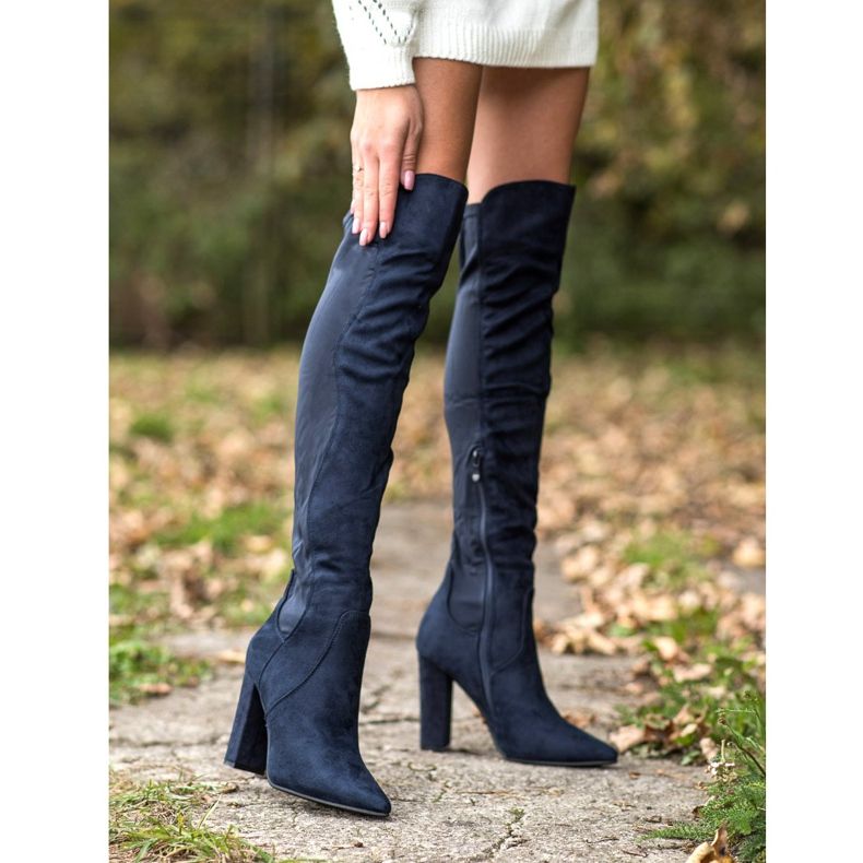 Sweet Shoes Hohe Stiefel in Spitz marineblau blau 2