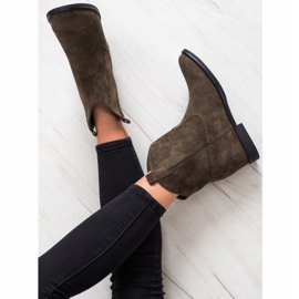 SHELOVET Warme Cowboystiefel auf einem Keil khaki grün 1