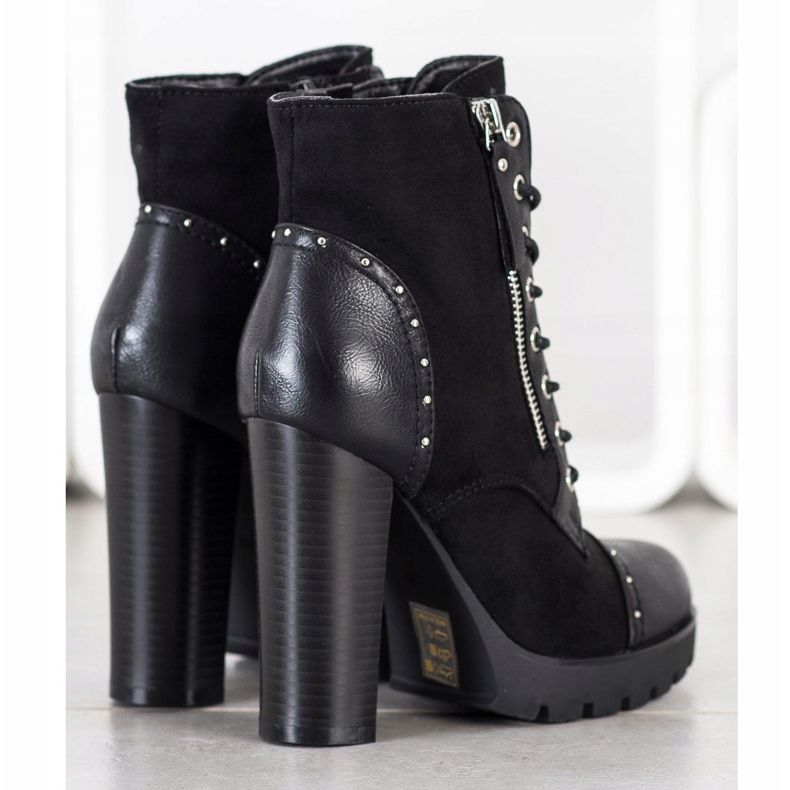 Kayla Rockstiefel auf High Heels schwarz 2