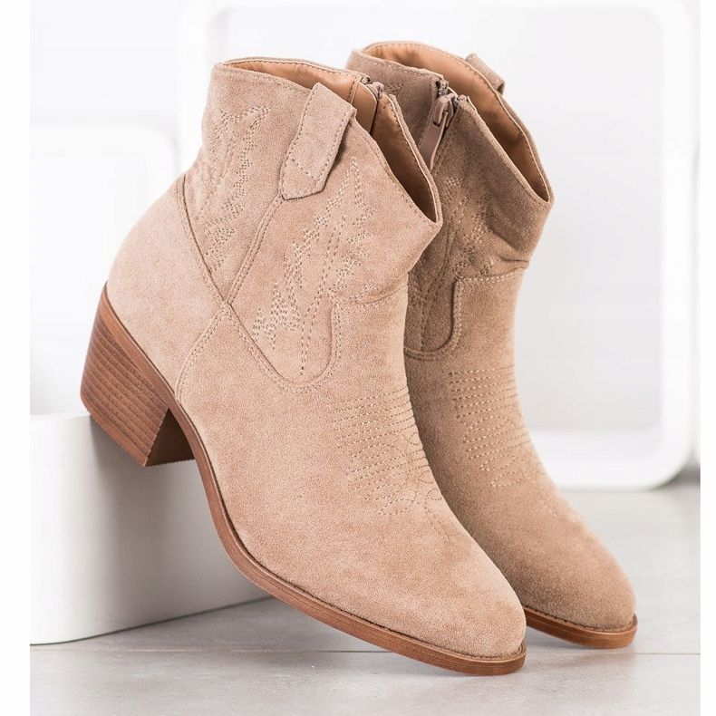 Cm Paris Stylische Cowboystiefel aus Wildleder beige 2