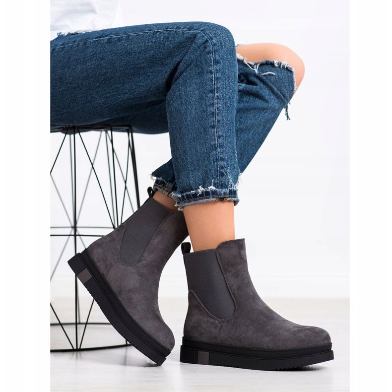 Gogo Slip-on-Stiefel auf der Plattform grau 2