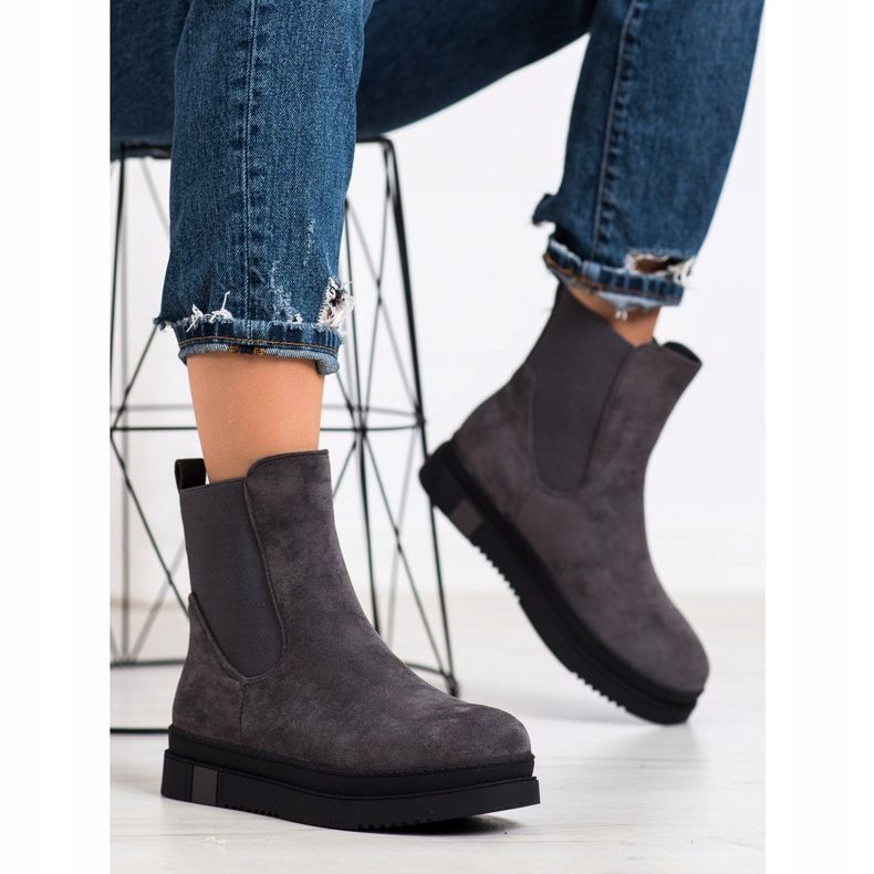 Gogo Slip-on-Stiefel auf der Plattform grau 1