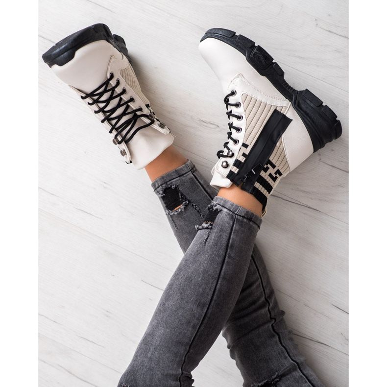 SHELOVET Modearbeiter mit Schnürung weiß schwarz 2