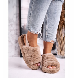FJ1 Damenhausschuhe auf der Plattform Furry Brown Khaki Snowflake braun 2