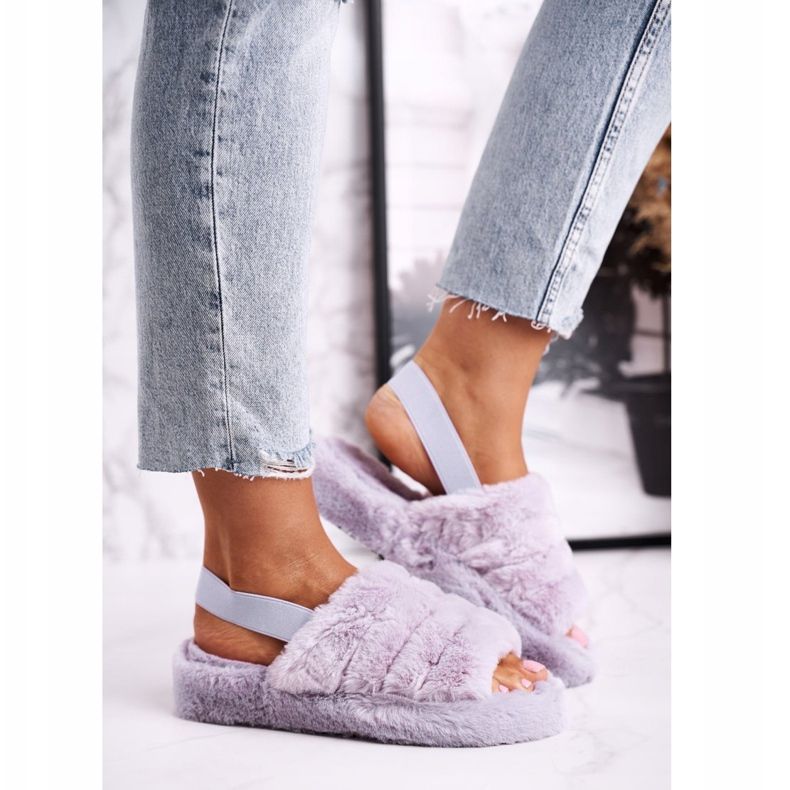 FJ1 Damenhausschuhe auf der Fur Purple Snowflake Platform lila 2