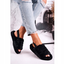 FJ1 Damenhausschuhe auf der Pelzplattform Black Snowflake schwarz 2