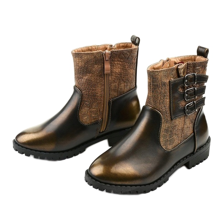 Braune Kinderstiefel für Mädchen von Ykslet 2