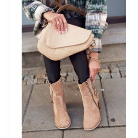 MSMG Damenstiefel mit Absatz Wildleder Beige Anabelle 1