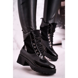 Boots Workers Warmed Schwarz mit Animal-Print Helena 2