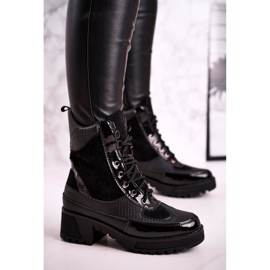 Boots Workers Warmed Schwarz mit Animal-Print Helena 1