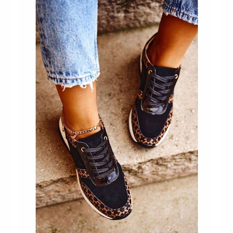 S.Barski Damen Sportschuhe Sneakers Schwarz Weiß Metronus beige golden 3