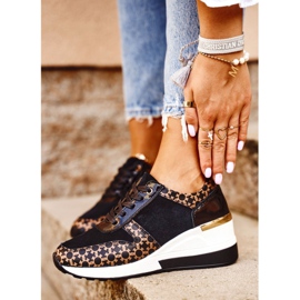 S.Barski Damen Sportschuhe Sneakers Schwarz Weiß Metronus beige golden 1