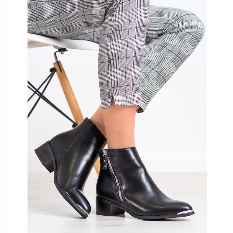 Kayla Stylische Stiefel mit Reißverschluss schwarz silber- 1