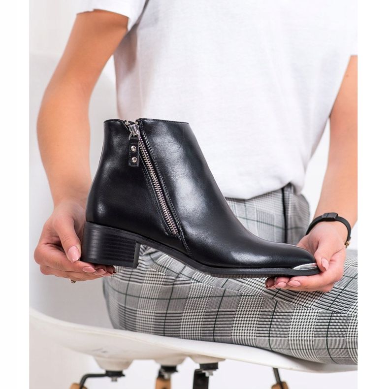 Kayla Stylische Stiefel mit Reißverschluss schwarz silber- 2