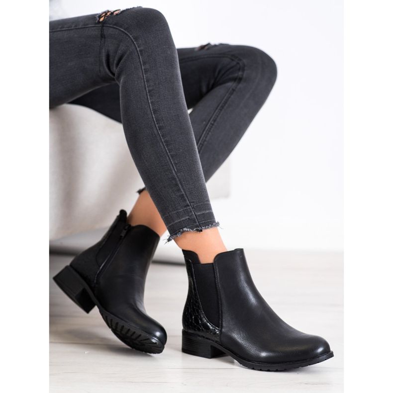 Kayla Lässige Stiefel mit Schlangenprint schwarz 2