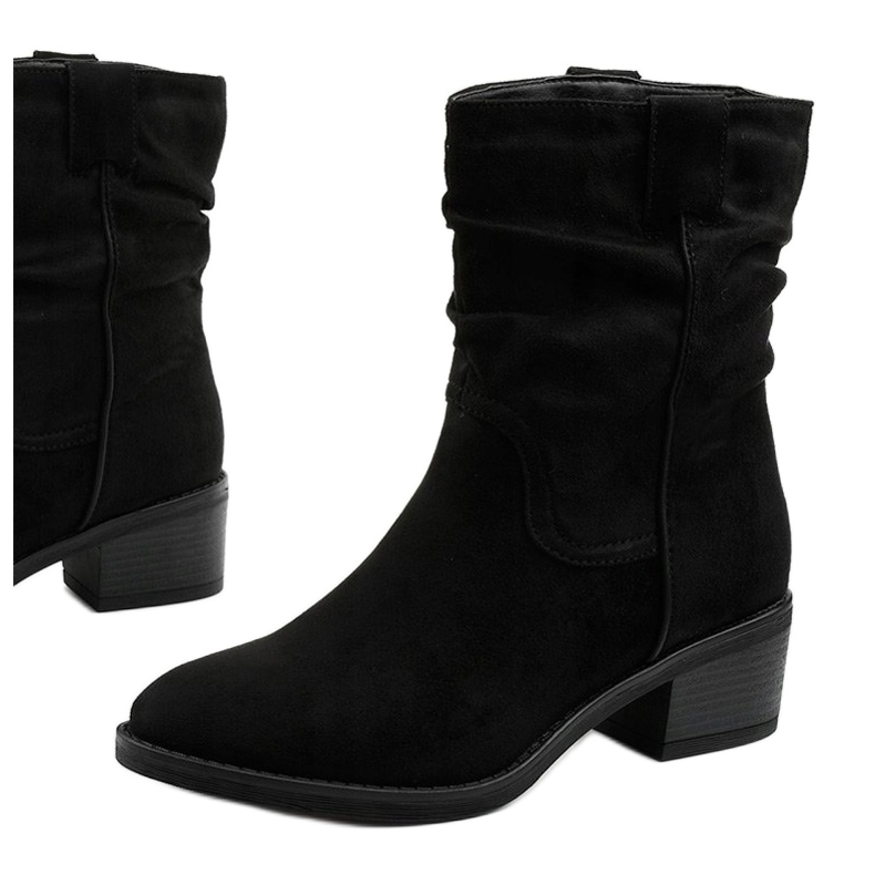 Schwarze Fyrelnet Cowboystiefel mit Wildlederisolierung 1