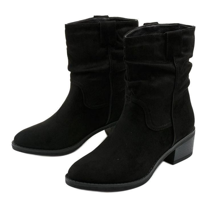 Schwarze Fyrelnet Cowboystiefel mit Wildlederisolierung 2