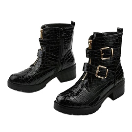 Schwarze flache isolierte, lackierte Lineley Stiefel 2