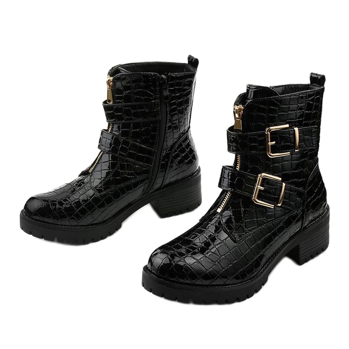 Schwarze flache isolierte, lackierte Lineley Stiefel 2