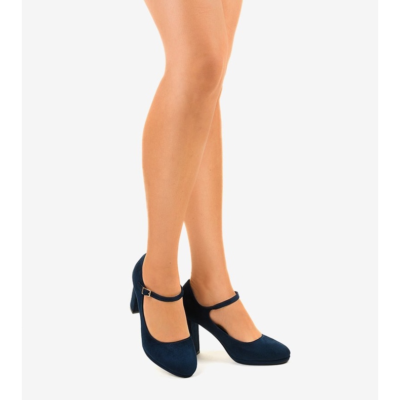 Blaue Wildleder-Pumps am Neridan-Pfosten navy blau 1