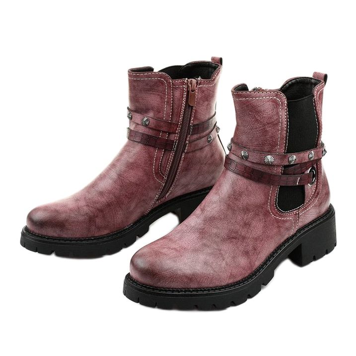 Rosa flache isolierte Stiefel mit Siempleglam-Reißverschluss 2