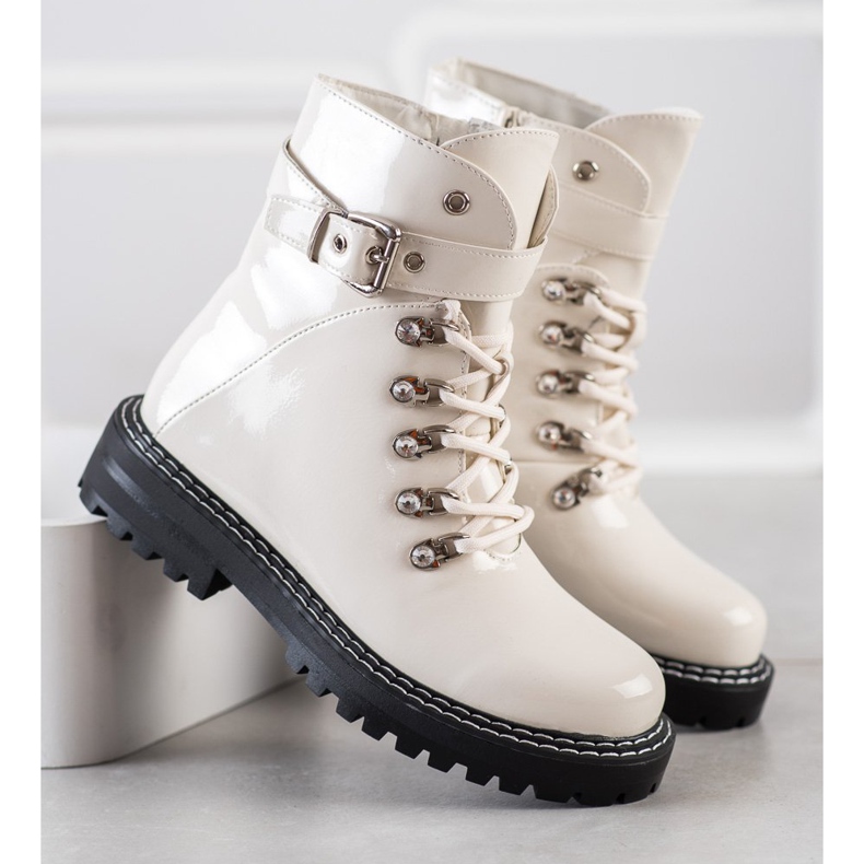 SDS Modische lackierte Trapper weiß 2