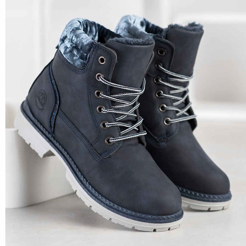 SHELOVET Wanderschuhe mit Veloursoberteil navy blau silber- 1