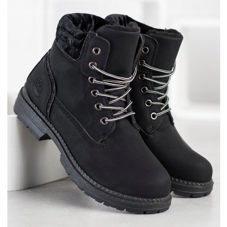 SHELOVET Wanderschuhe mit Veloursoberteil schwarz 1