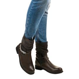 Graue flache Stiefeletten mit Petgell-Reißverschluss 1