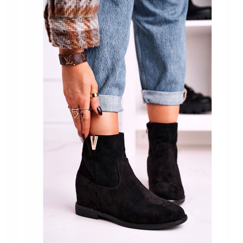 FG1 Damen Stiefeletten Wildleder Schwarz Vanya 1