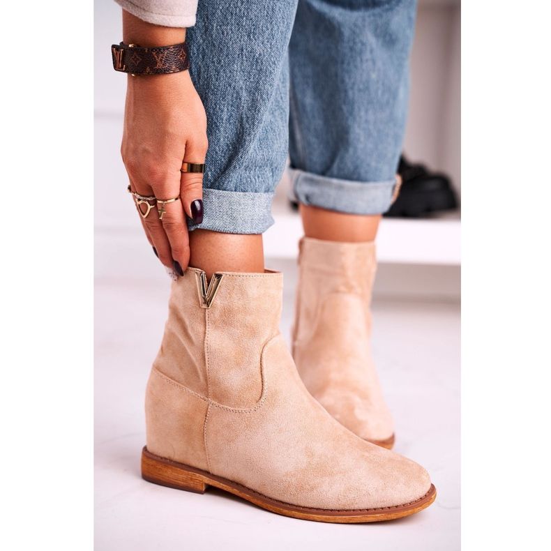 FG1 Damen Stiefeletten Wildleder Beige Vanya 1