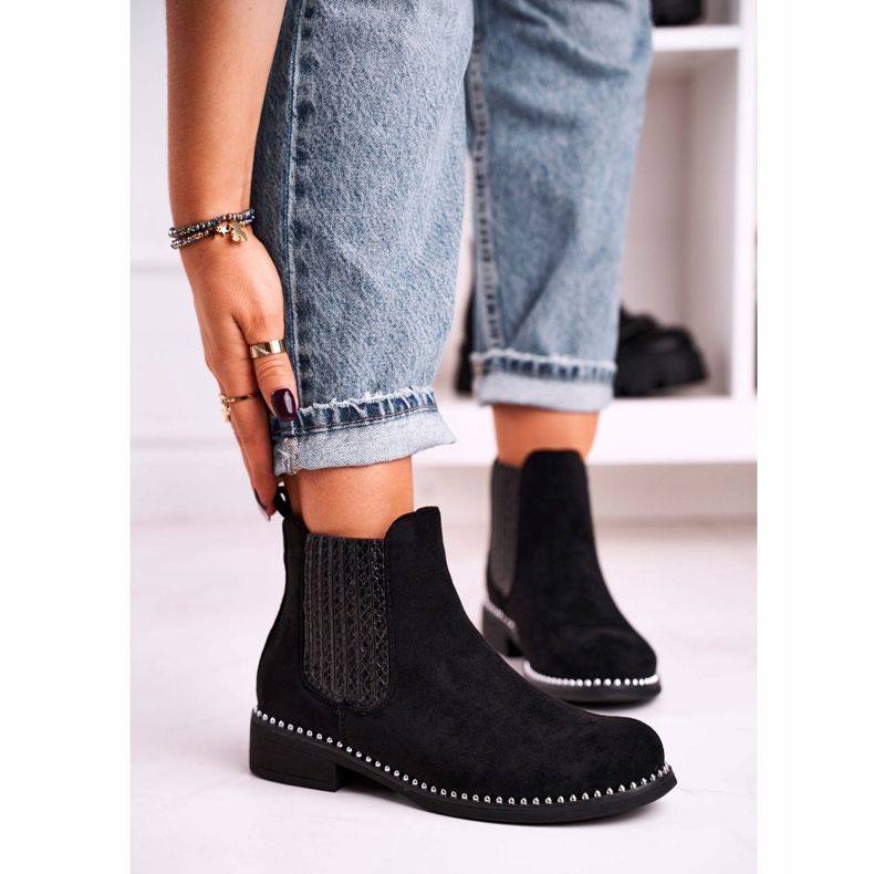 Damen Stiefeletten Jodhpur Stiefel Wildleder Schwarz Meagan 1