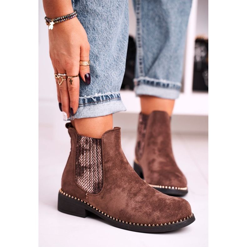 Damen Stiefeletten Jodhpur Stiefel Wildleder Braun Meagan 2