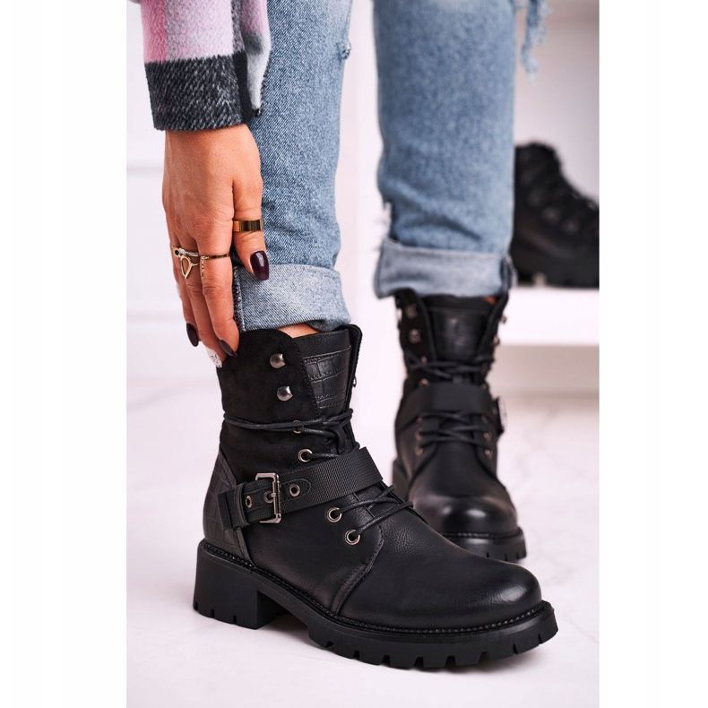 Damen Schwarz Starke Warme Stiefel Workers 1