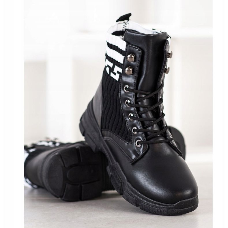 SHELOVET Modearbeiter mit Schnürung weiß schwarz 1