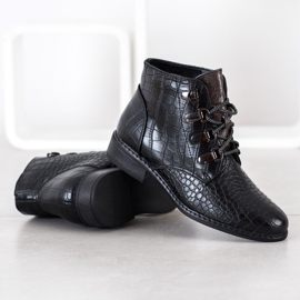 Goodin Elegante Schnürstiefel schwarz silber- 2