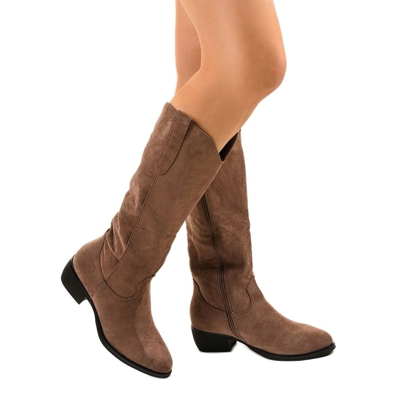 Hohe Cowboystiefel Everalla aus Wildleder in Khaki grün 1