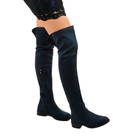 Wysless marineblaue flache Overknee-Stiefel navy blau 1