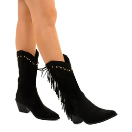 Schwarze Boho-Stiefel aus Wildleder von Loneflare 1
